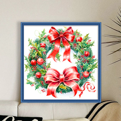 Christmas Wreath - 11CT Stamped Cross Stitch 40*40CM