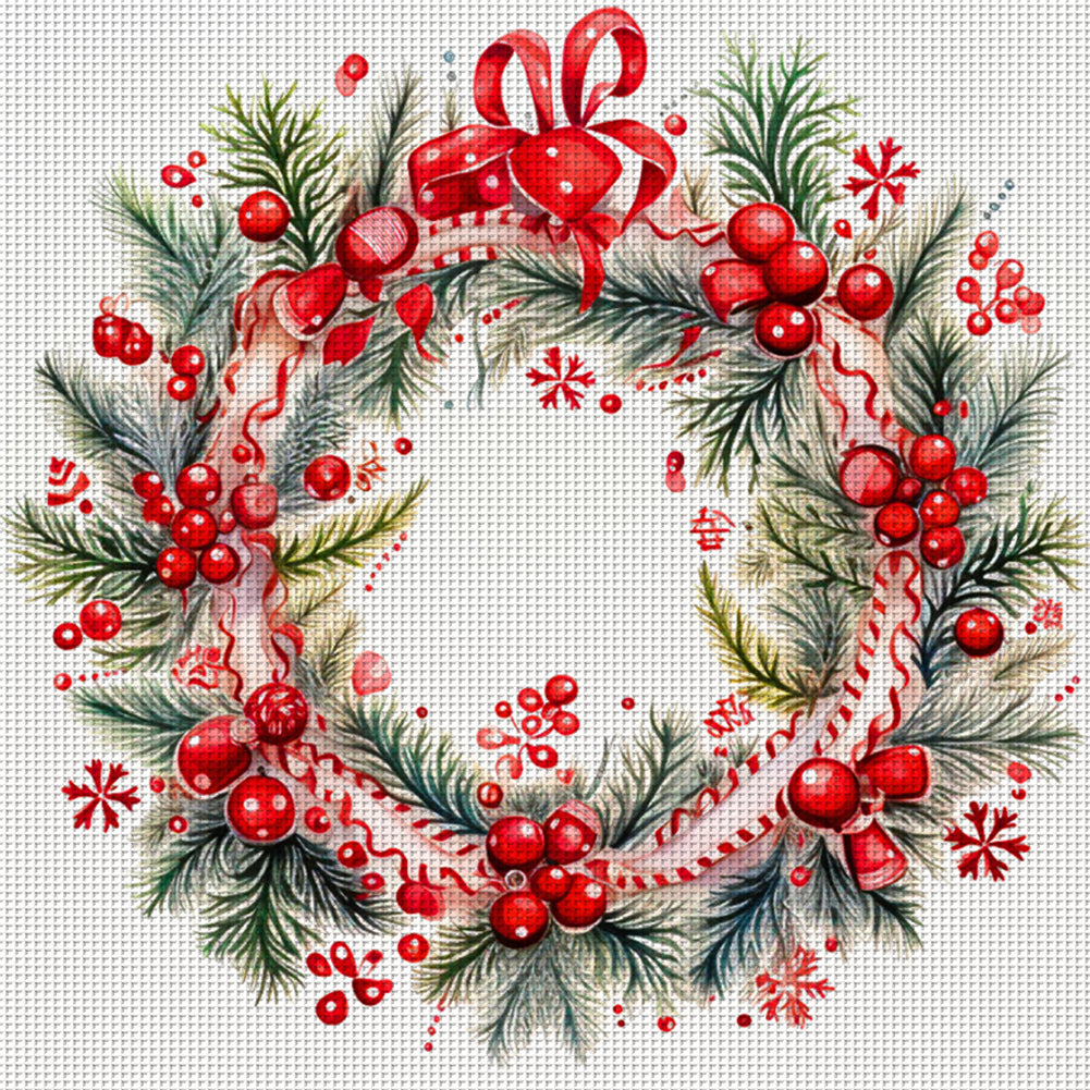 Christmas Wreath - 11CT Stamped Cross Stitch 40*40CM