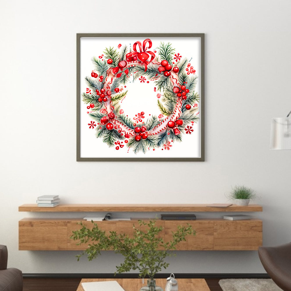 Christmas Wreath - 11CT Stamped Cross Stitch 40*40CM