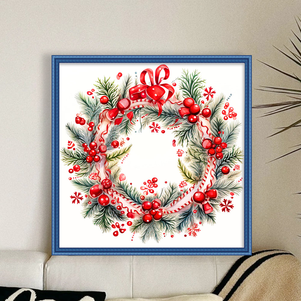 Christmas Wreath - 11CT Stamped Cross Stitch 40*40CM