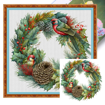 Christmas Wreath - 11CT Stamped Cross Stitch 40*40CM