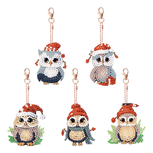 5PCS Double Sided Full Drill Keyring Diamond Painting Keychain (Small Animal #2)