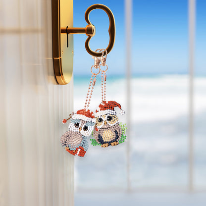 5PCS Double Sided Full Drill Keyring Diamond Painting Keychain (Small Animal #2)