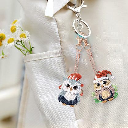 5PCS Double Sided Full Drill Keyring Diamond Painting Keychain (Small Animal #2)