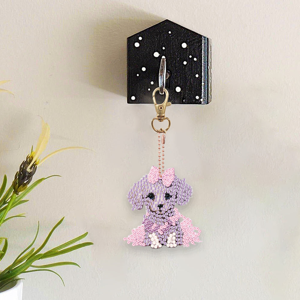 5PCS Double Sided Full Drill Keyring Diamond Painting Keychain (Small Animal #3)