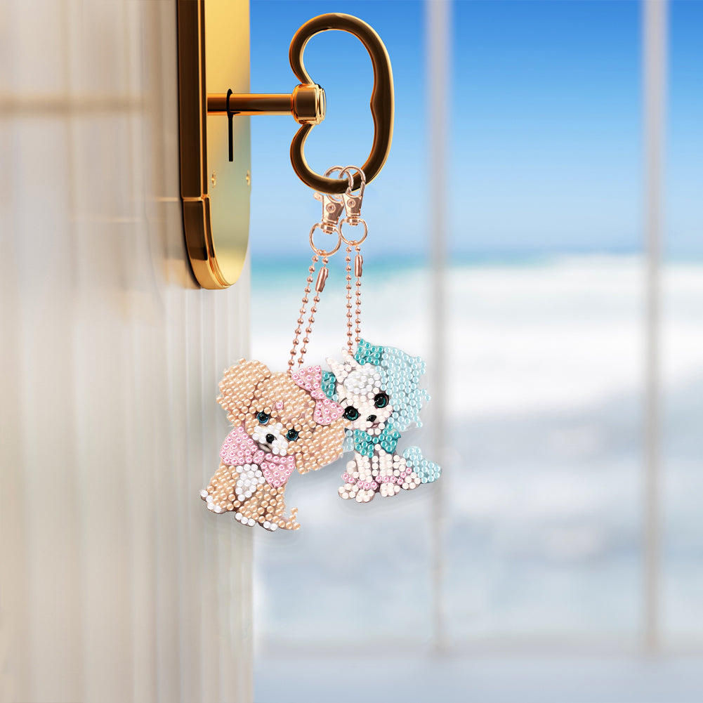 5PCS Double Sided Full Drill Keyring Diamond Painting Keychain (Small Animal #3)