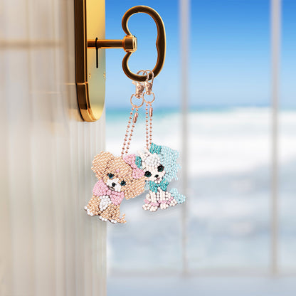 5PCS Double Sided Full Drill Keyring Diamond Painting Keychain (Small Animal #3)