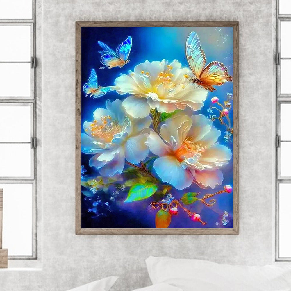 Flowers And Butterflies - Full Round Drill Diamond Painting 30*40CM
