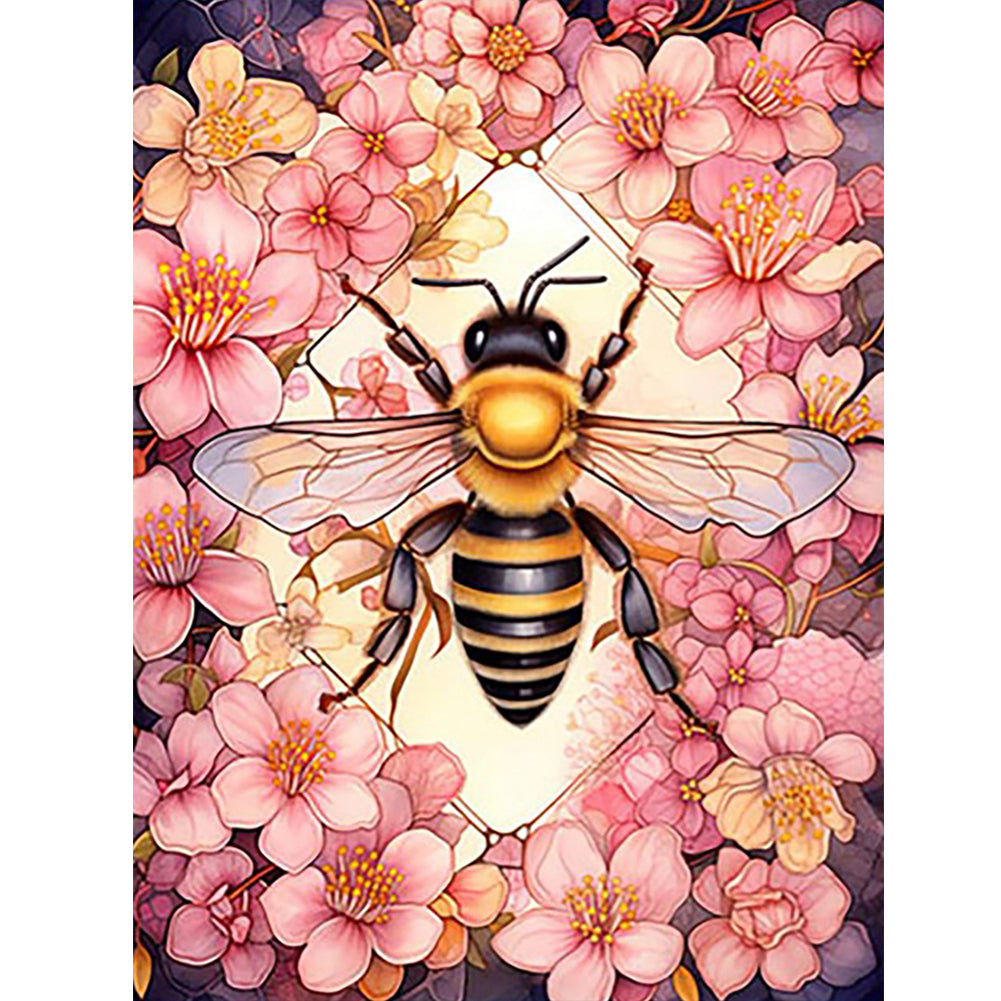 Flower Queen Bee - Full Round Drill Diamond Painting 30*40CM
