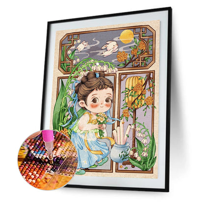 Antique Little Girl - Full Round Drill Diamond Painting 30*40CM