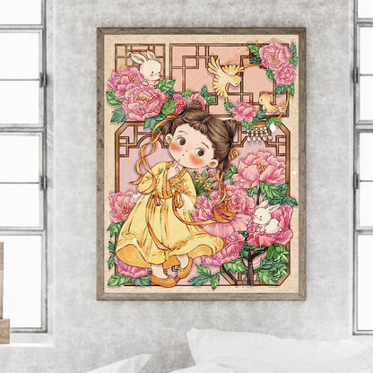 Antique Little Girl - Full Round Drill Diamond Painting 30*40CM