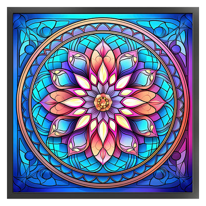 Glass Painting-Flowers - 11CT Stamped Cross Stitch 40*40CM