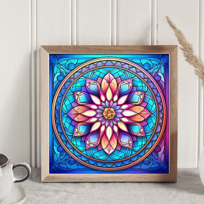 Glass Painting-Flowers - 11CT Stamped Cross Stitch 40*40CM
