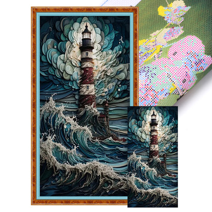 Sea Lighthouse - 14CT Stamped Cross Stitch 40*80CM