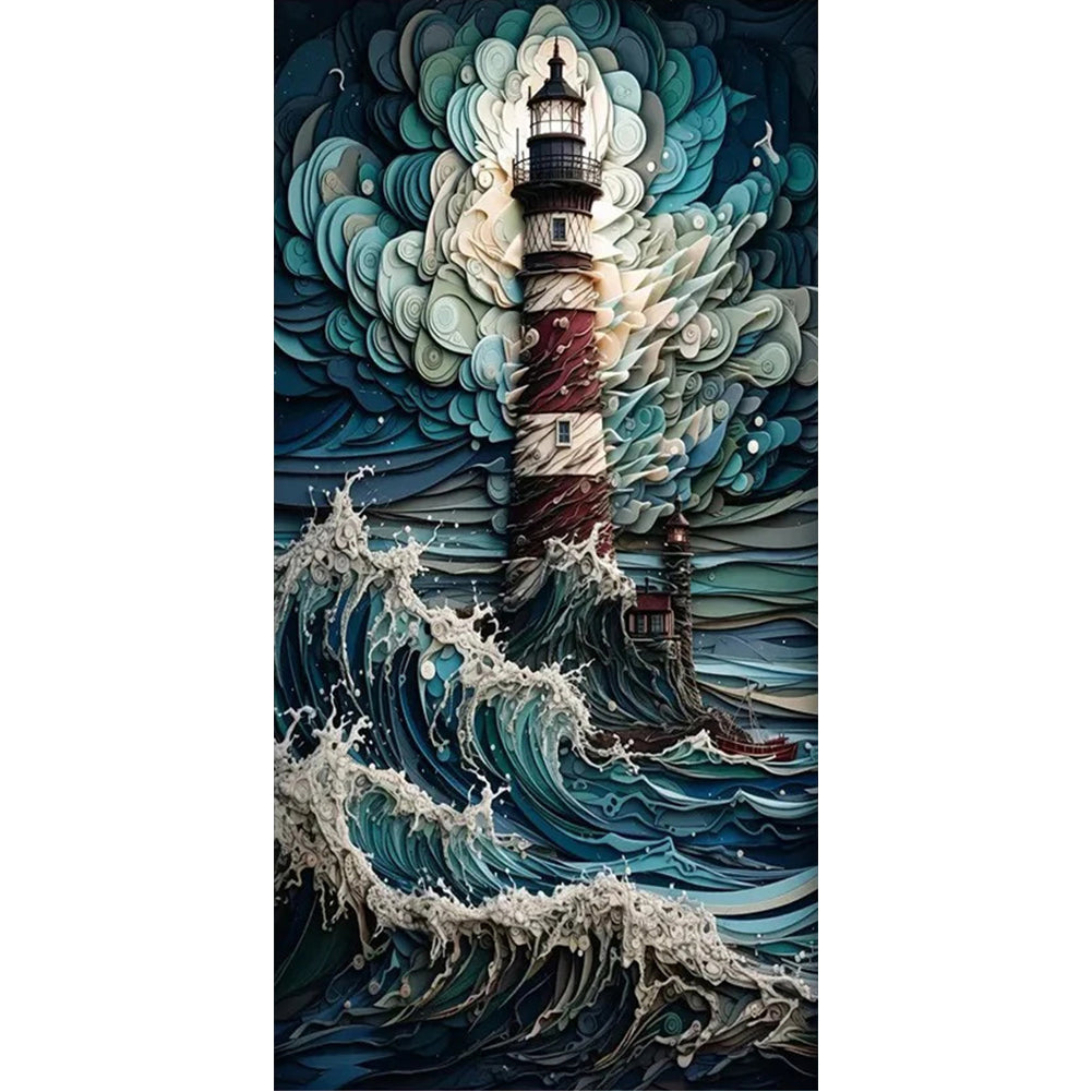 Sea Lighthouse - 14CT Stamped Cross Stitch 40*80CM