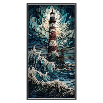 Sea Lighthouse - 14CT Stamped Cross Stitch 40*80CM