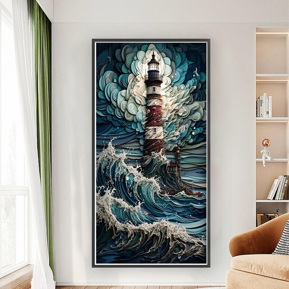 Sea Lighthouse - 14CT Stamped Cross Stitch 40*80CM