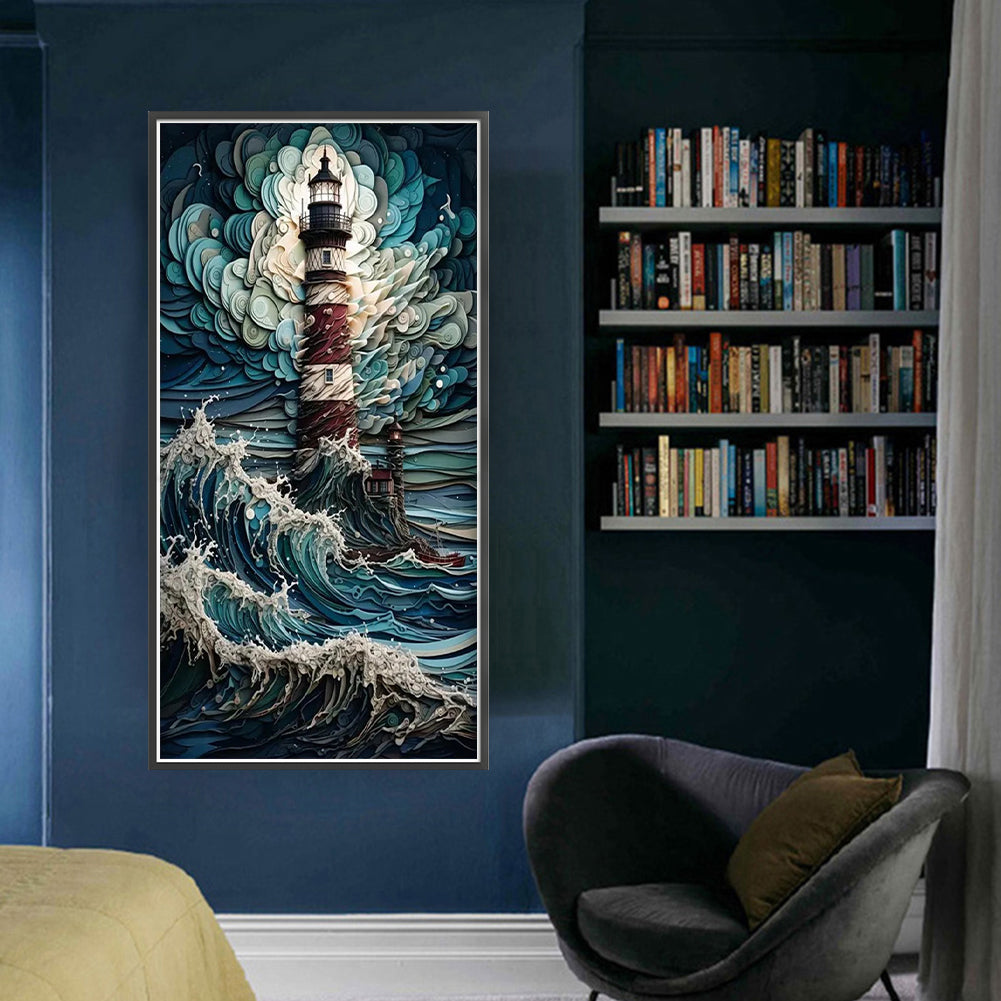 Sea Lighthouse - 14CT Stamped Cross Stitch 40*80CM