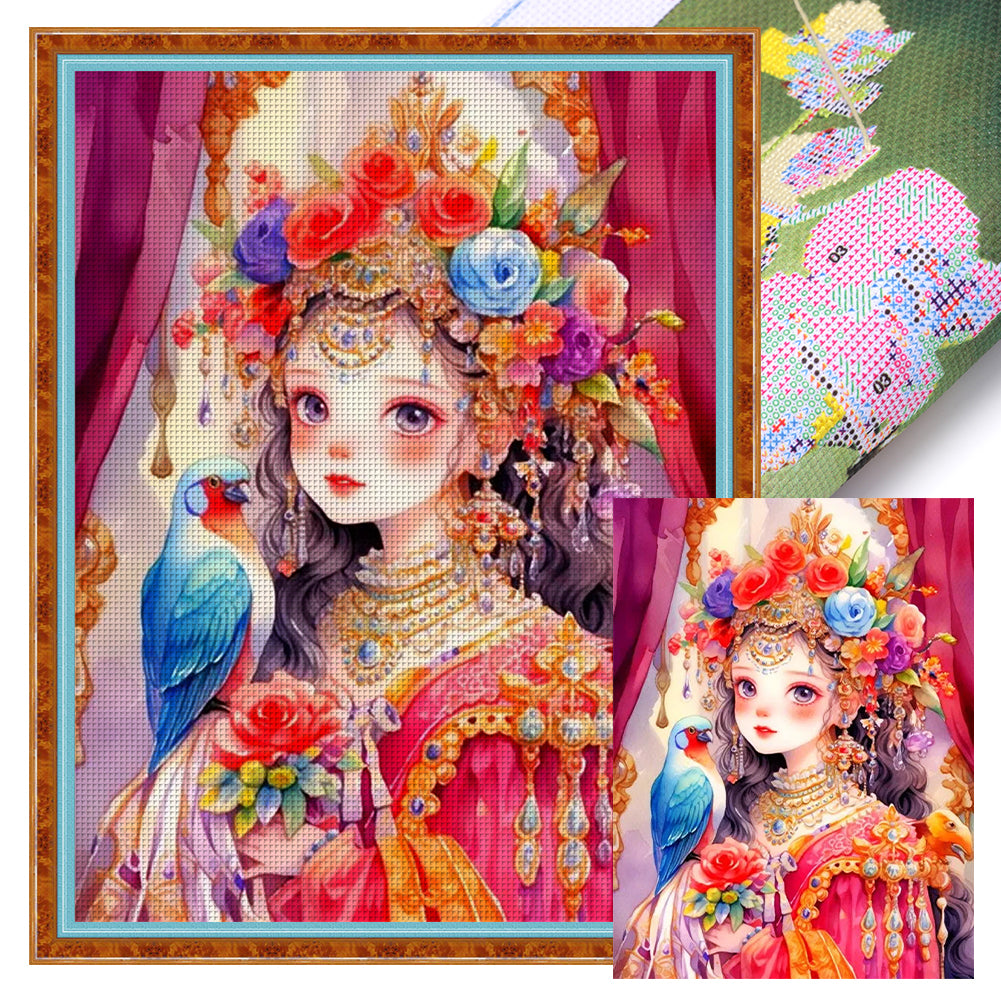 Classical Court Girl - 11CT Stamped Cross Stitch 40*55CM