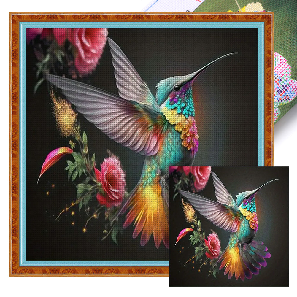 Flowers Hummingbird - 11CT Stamped Cross Stitch 40*40CM