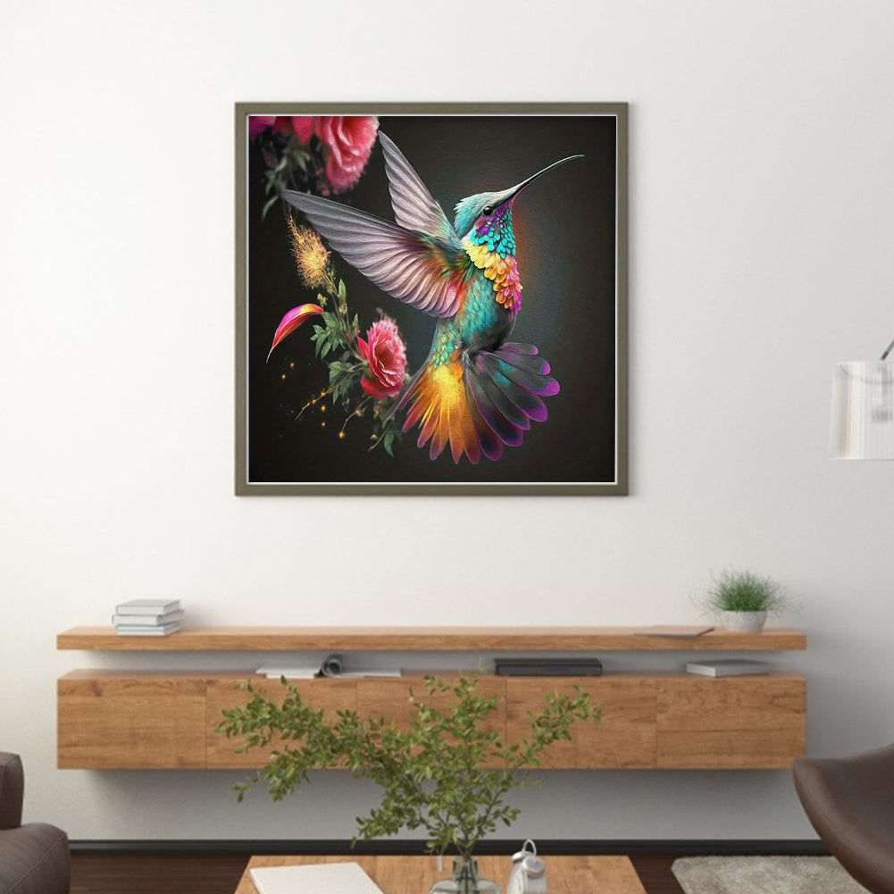 Flowers Hummingbird - 11CT Stamped Cross Stitch 40*40CM