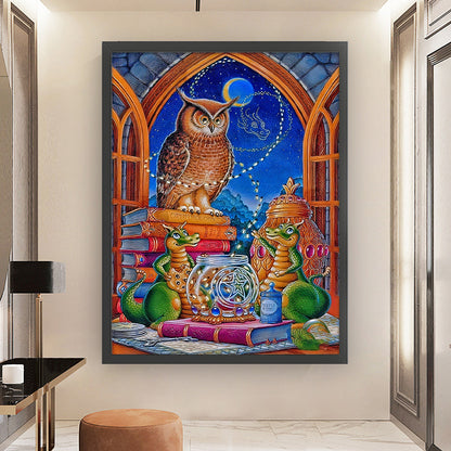 Dragon And Owl Reading A Book - 11CT Stamped Cross Stitch 50*65CM