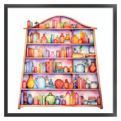 Bookshelf - 11CT Stamped Cross Stitch 60*60CM