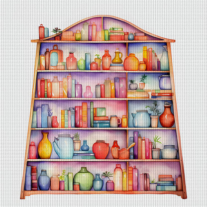 Bookshelf - 11CT Stamped Cross Stitch 60*60CM