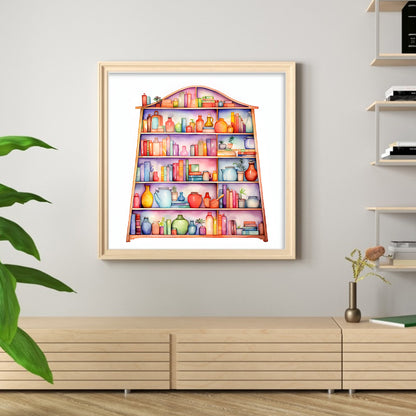 Bookshelf - 11CT Stamped Cross Stitch 60*60CM