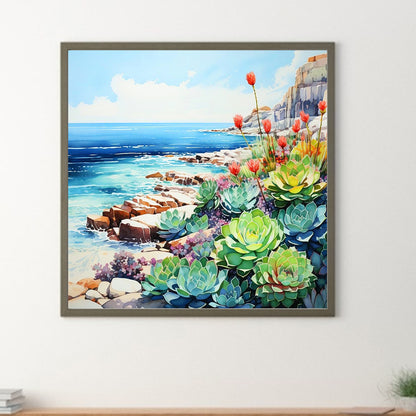 Succulents On The Beach - Full Round Drill Diamond Painting 40*40CM