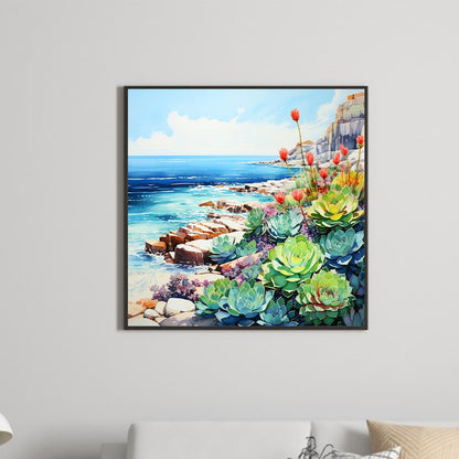 Succulents On The Beach - Full Round Drill Diamond Painting 40*40CM