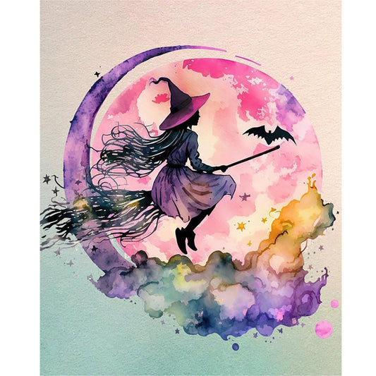 Flying Little Witch - Full Round Drill Diamond Painting 40*50CM