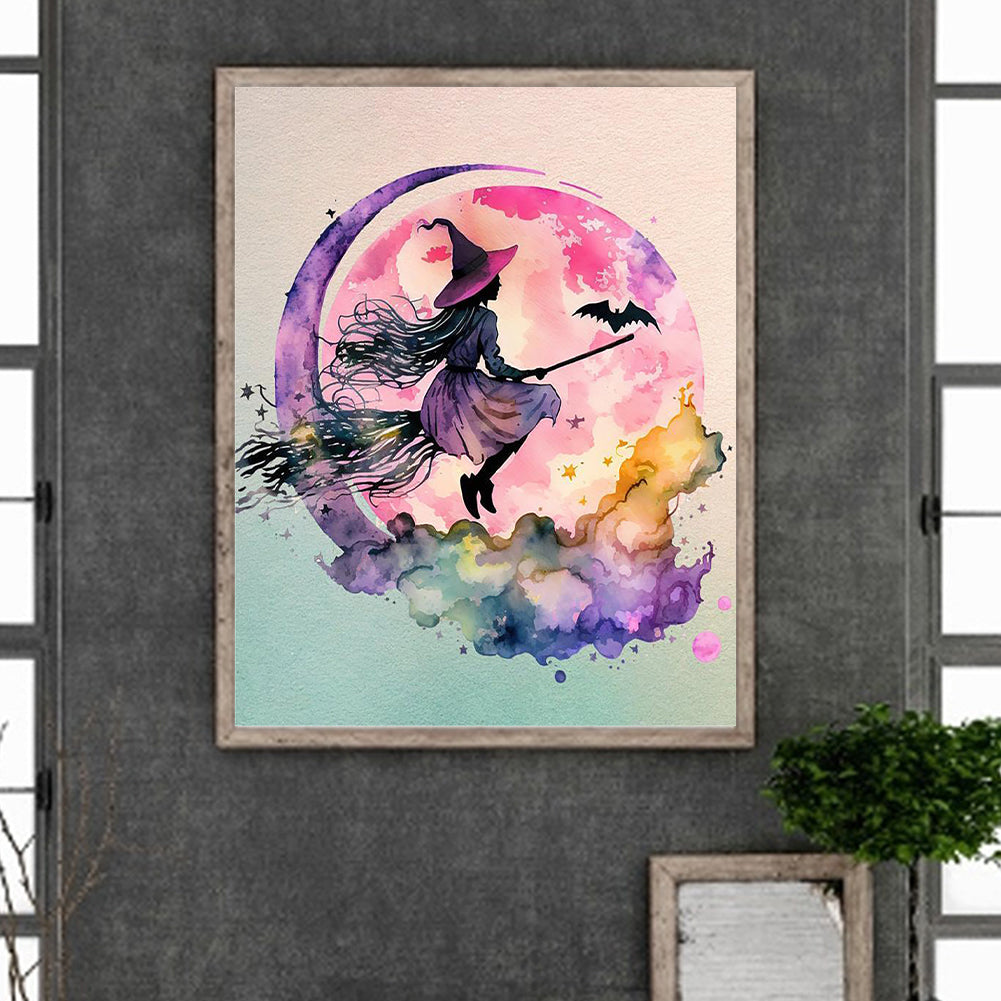 Flying Little Witch - Full Round Drill Diamond Painting 40*50CM