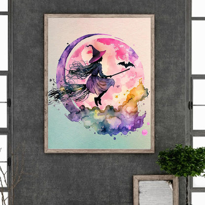 Flying Little Witch - Full Round Drill Diamond Painting 40*50CM