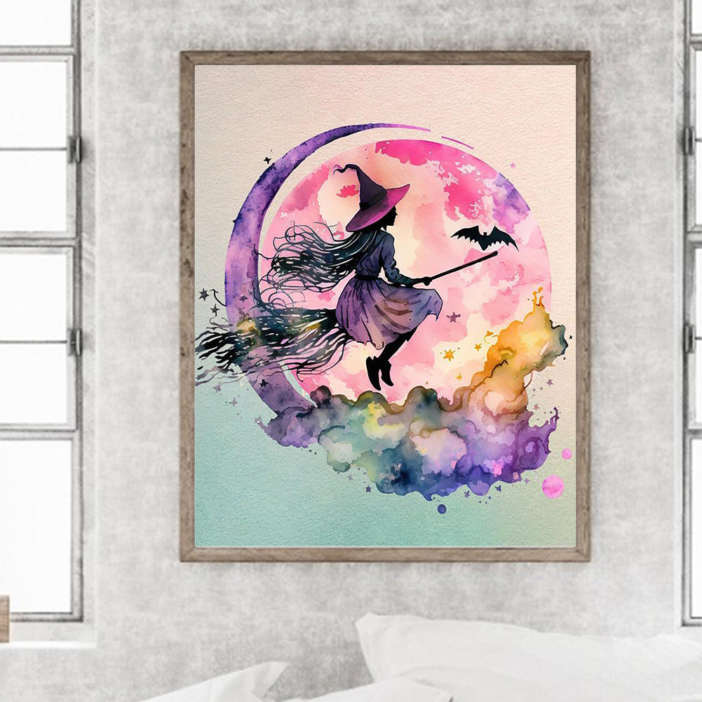 Flying Little Witch - Full Round Drill Diamond Painting 40*50CM