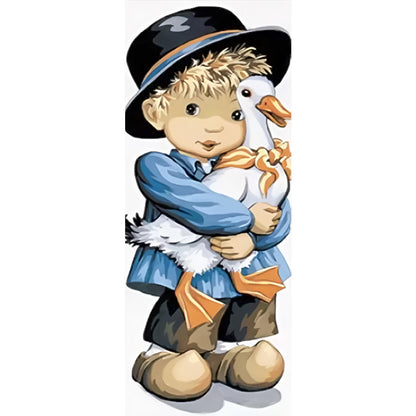 Boy With Goose - Full Round Drill Diamond Painting 30*75CM