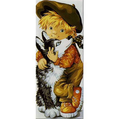 Boy And Puppy - Full Round Drill Diamond Painting 30*75CM
