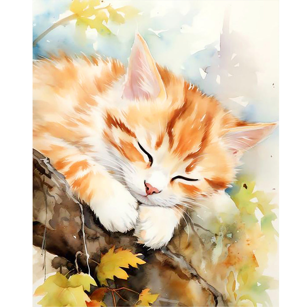 Sleeping Cat - Full Round Drill Diamond Painting 40*50CM