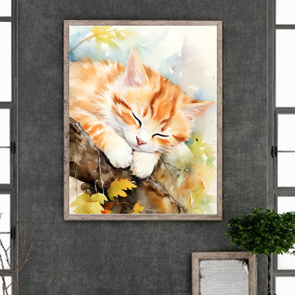 Sleeping Cat - Full Round Drill Diamond Painting 40*50CM
