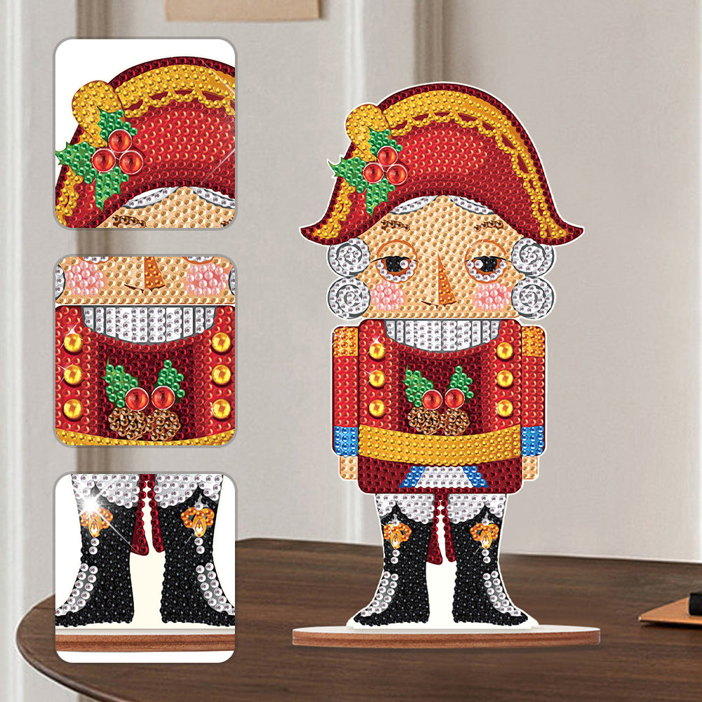 Wooden Crystal Painting Desktop Kit Diamond Art Table Decor (Xmas Nutcracker #1)