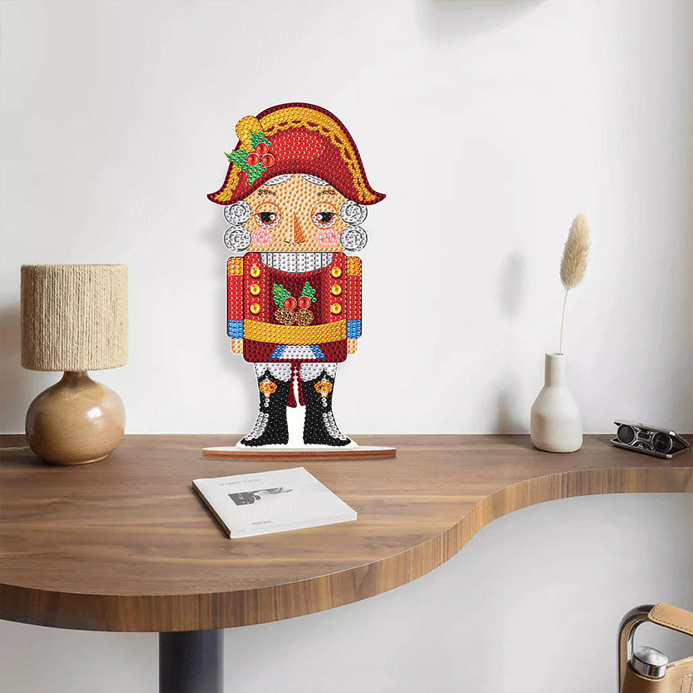 Wooden Crystal Painting Desktop Kit Diamond Art Table Decor (Xmas Nutcracker #1)
