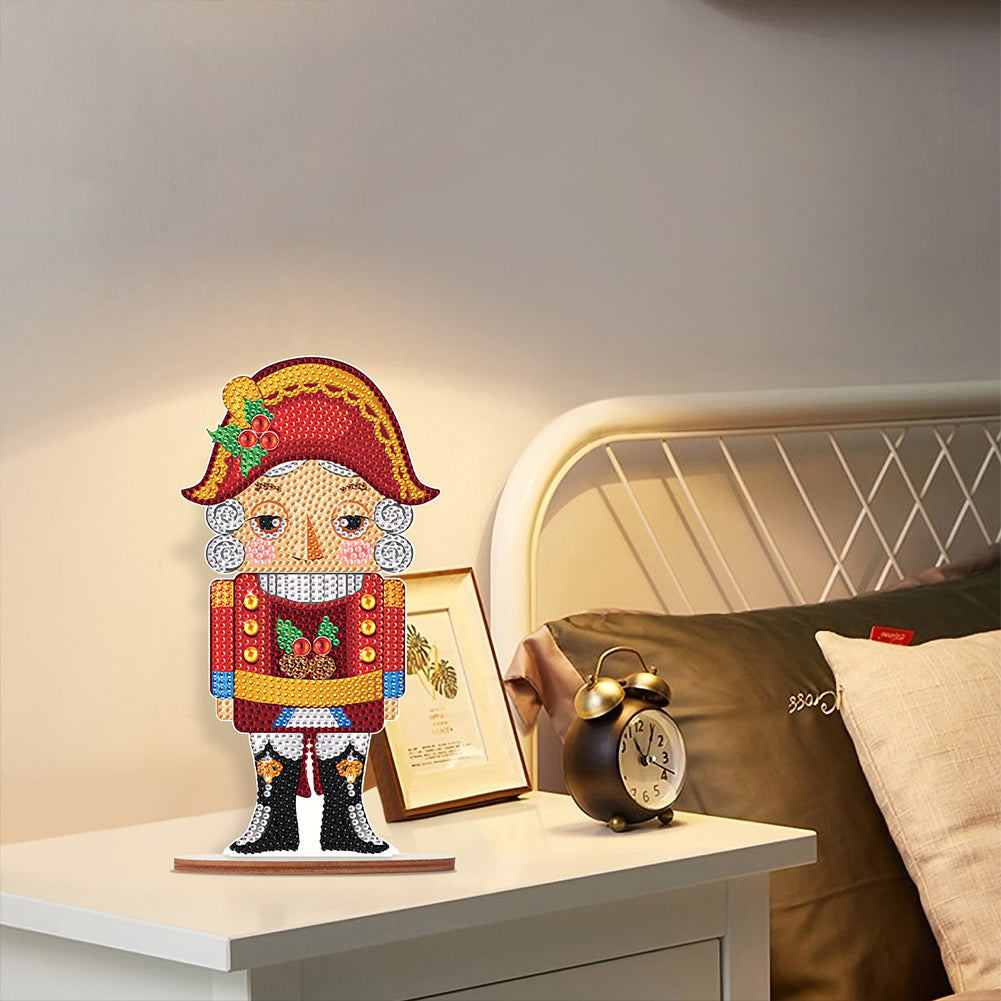 Wooden Crystal Painting Desktop Kit Diamond Art Table Decor (Xmas Nutcracker #1)