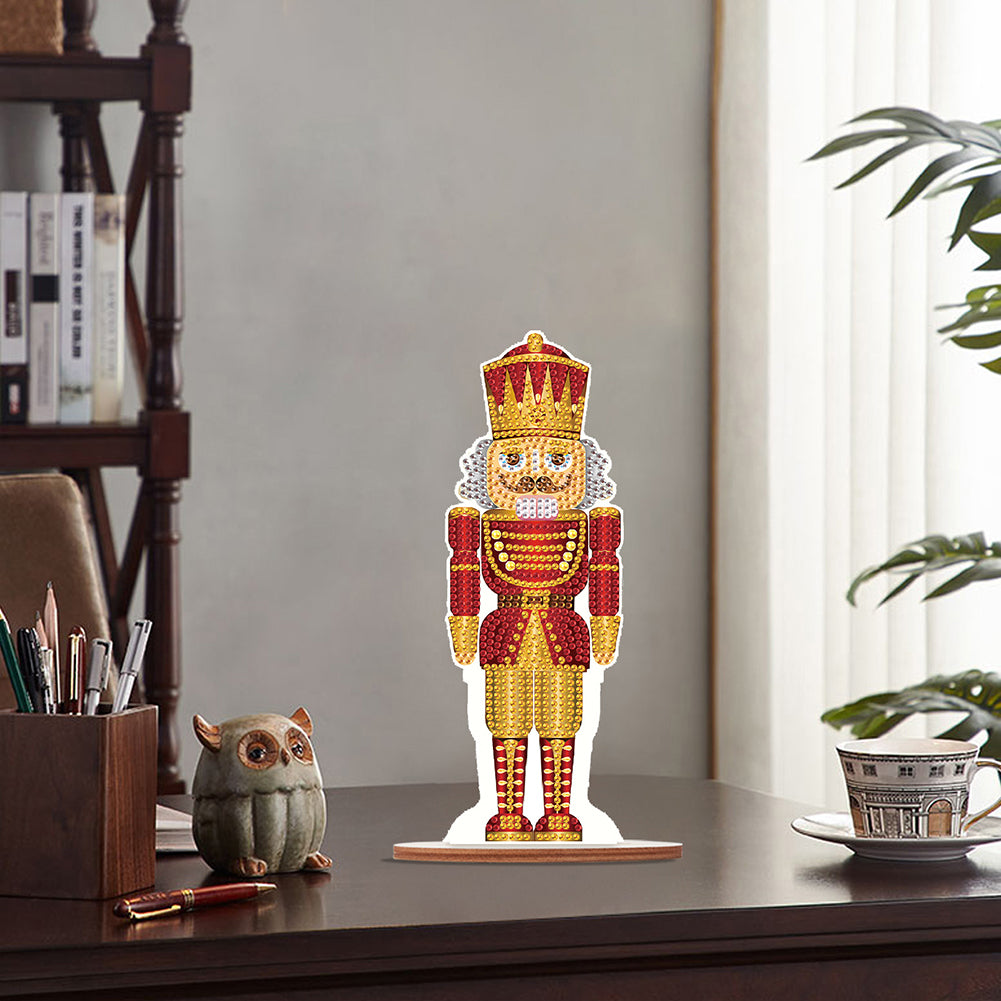 Wooden Crystal Painting Desktop Kit Diamond Art Table Decor (Xmas Nutcracker #2)