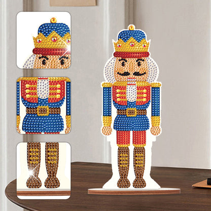 Wooden Crystal Painting Desktop Kit Diamond Art Table Decor (Xmas Nutcracker #3)