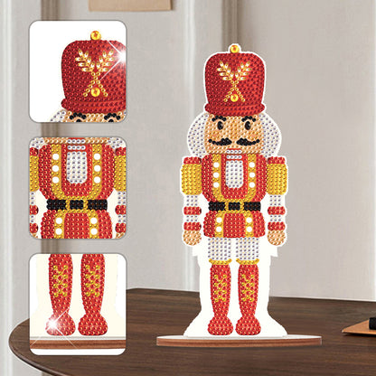 Wooden Crystal Painting Desktop Kit Diamond Art Table Decor (Xmas Nutcracker #5)