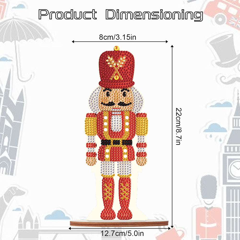 Wooden Crystal Painting Desktop Kit Diamond Art Table Decor (Xmas Nutcracker #5)