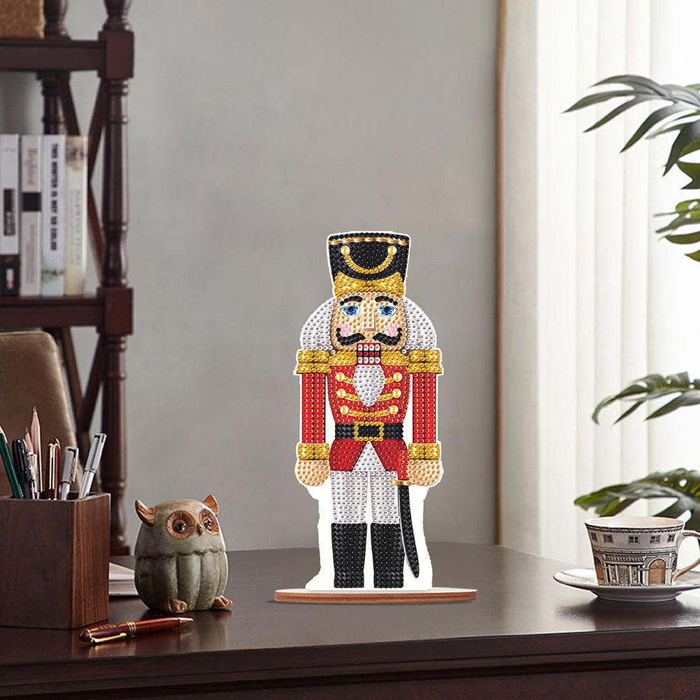 Wooden Crystal Painting Desktop Kit Diamond Art Table Decor (Xmas Nutcracker #7)