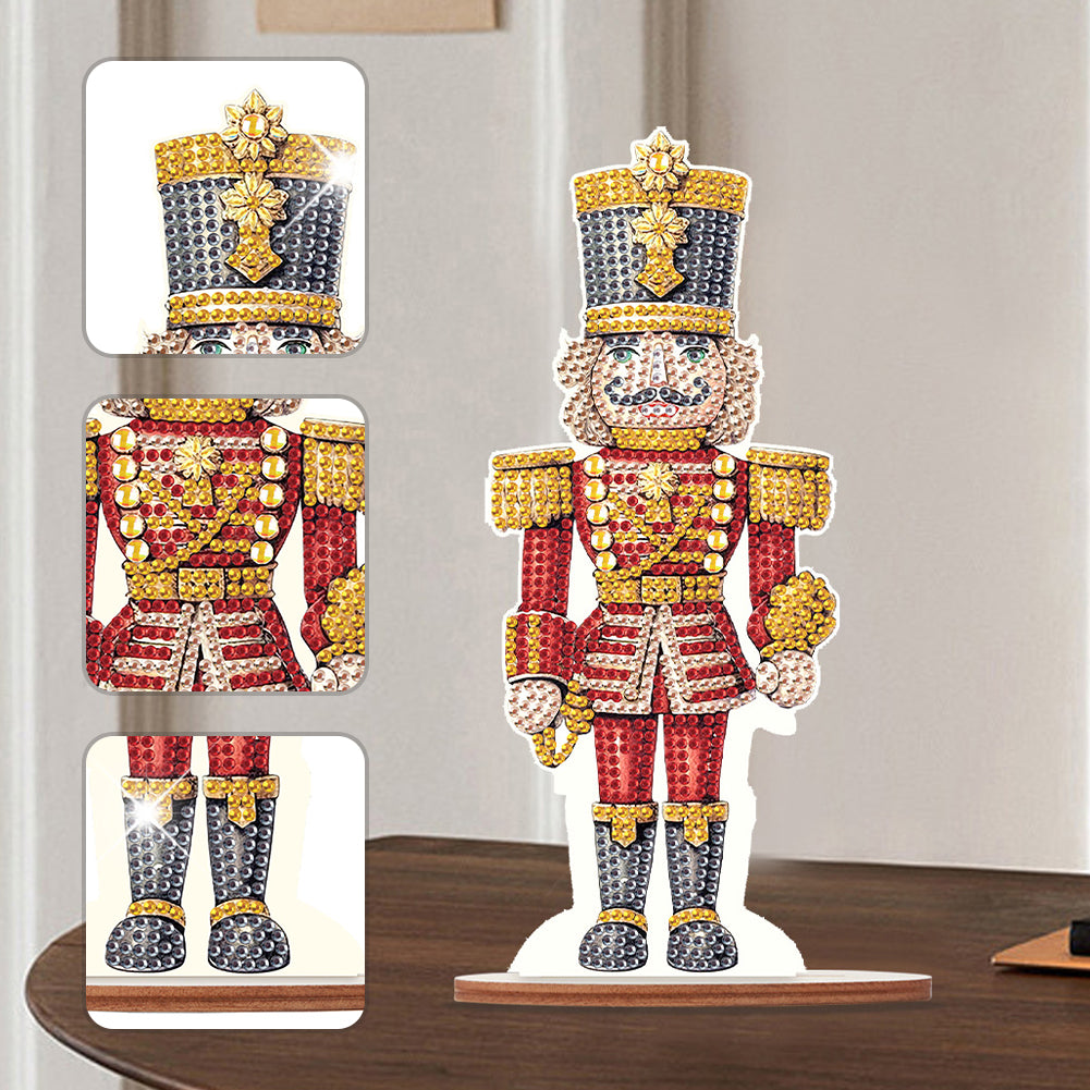 Wooden Crystal Painting Desktop Kit Diamond Art Table Decor (Xmas Nutcracker #8)