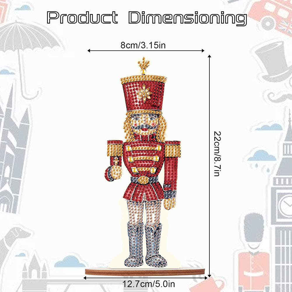 Wooden Crystal Painting Desktop Kit Diamond Art Table Decor(Xmas Nutcracker #10)