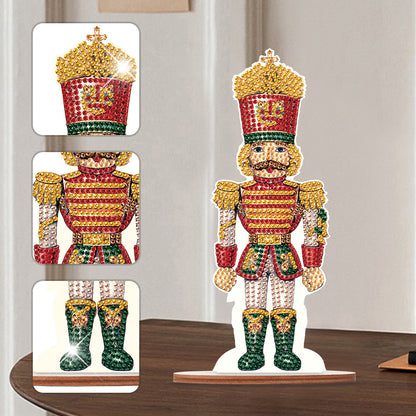 Wooden Crystal Painting Desktop Kit Diamond Art Table Decor(Xmas Nutcracker #12)